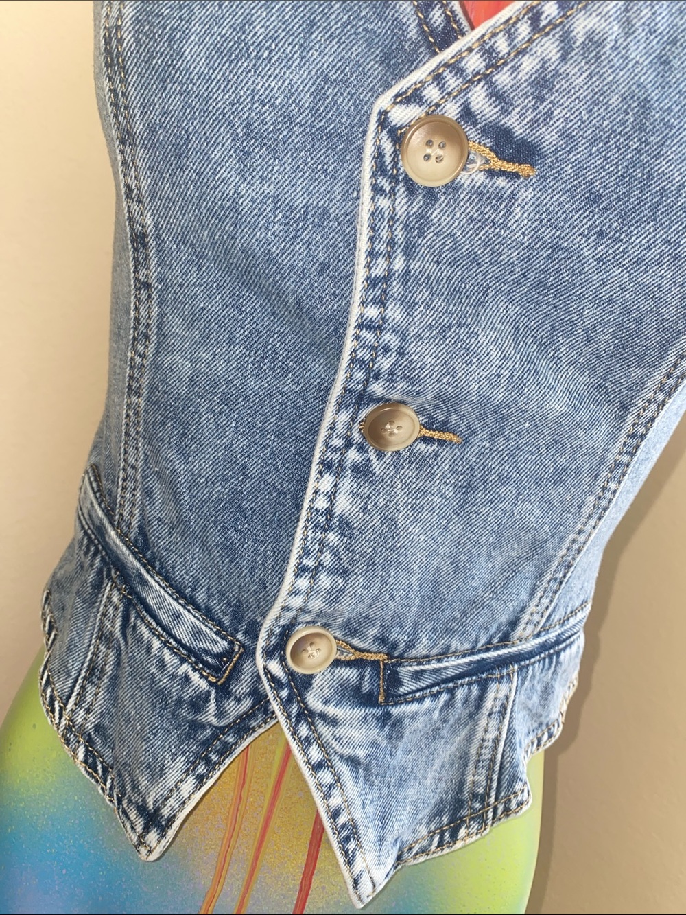 Vintage Blue Denim Vest | Free Spirit Hippie Boho  OutLaw Western Chic - Picture 8 of 9
